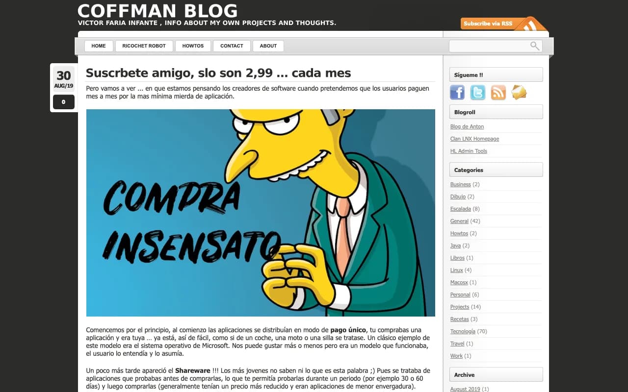 La web en 2012: CoffMan Blog, versión WordPress